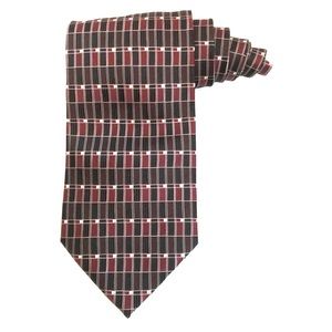 Joseph & Feiss Silk Tie Brown Maroon Geometric